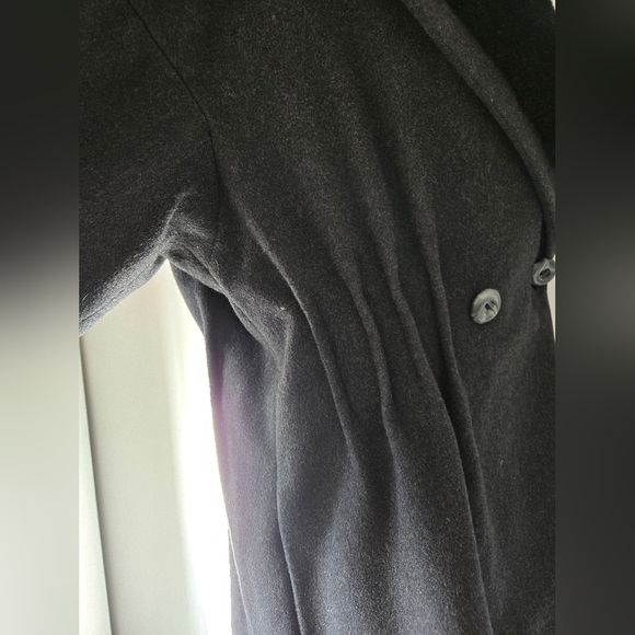 VINTAGE XCEPTION virgin wool Black Double-Breasted Coat with faux fur collar. 14 - Picture 8 of 14